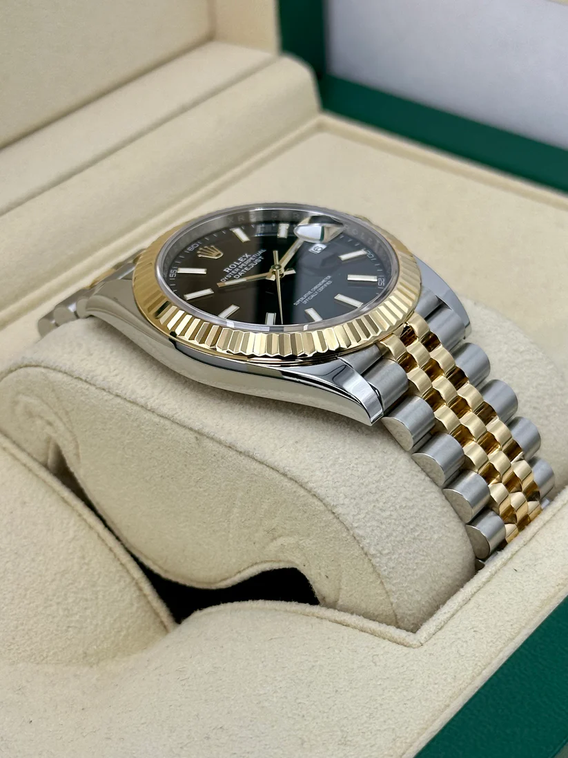 [Super Clone]RLX  Datejust 41mm Two-Tone Yellow Gold Fluted Bezel Black Index Dial Jubilee - 126333-0014