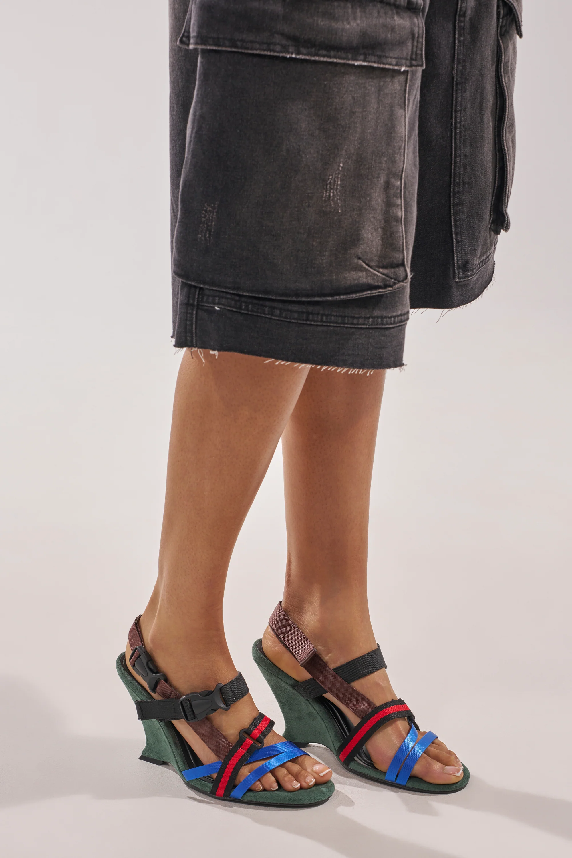 AKIRA GOLD VALTE MULTI WEDGE SANDAL WITH SPORTY HARDWARE - Akira Store