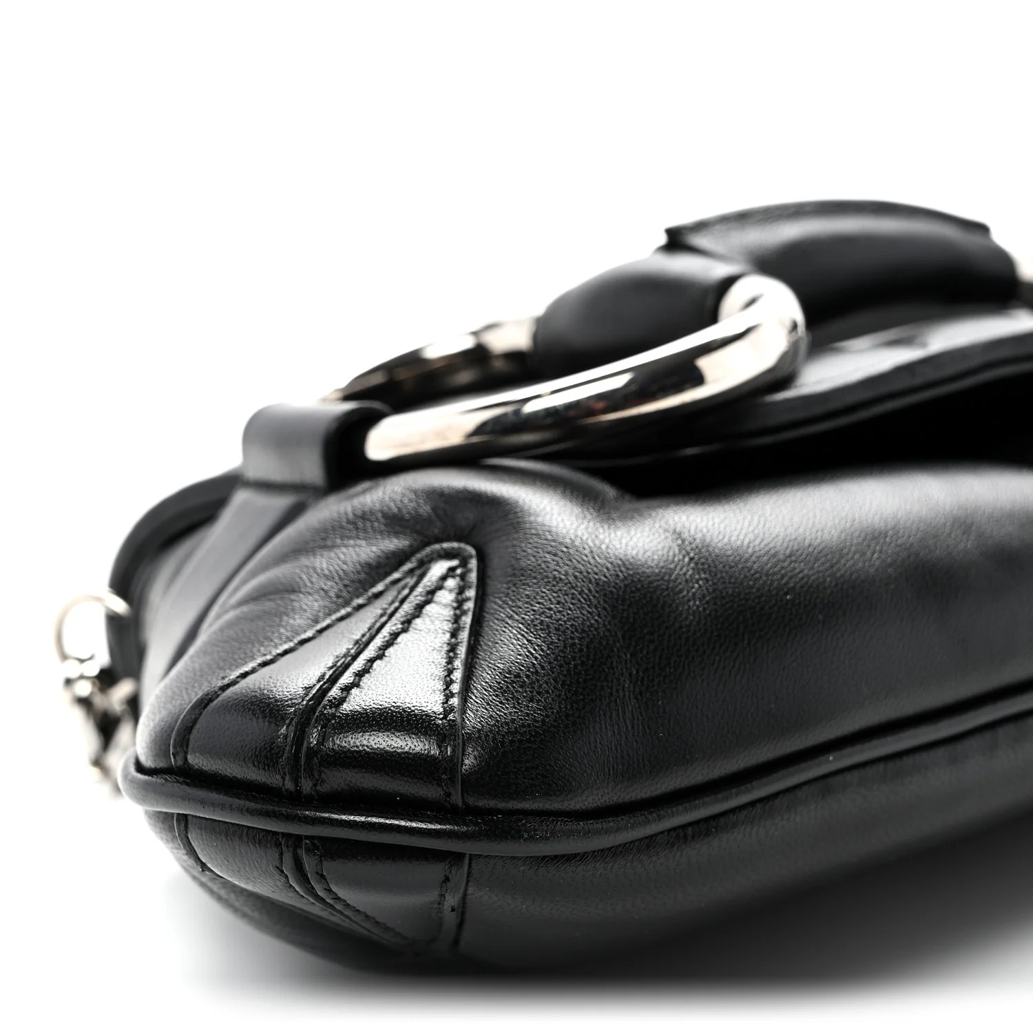 Nappa Vertical Matelasse Medium Maxi Horsebit Chain Shoulder Bag Black