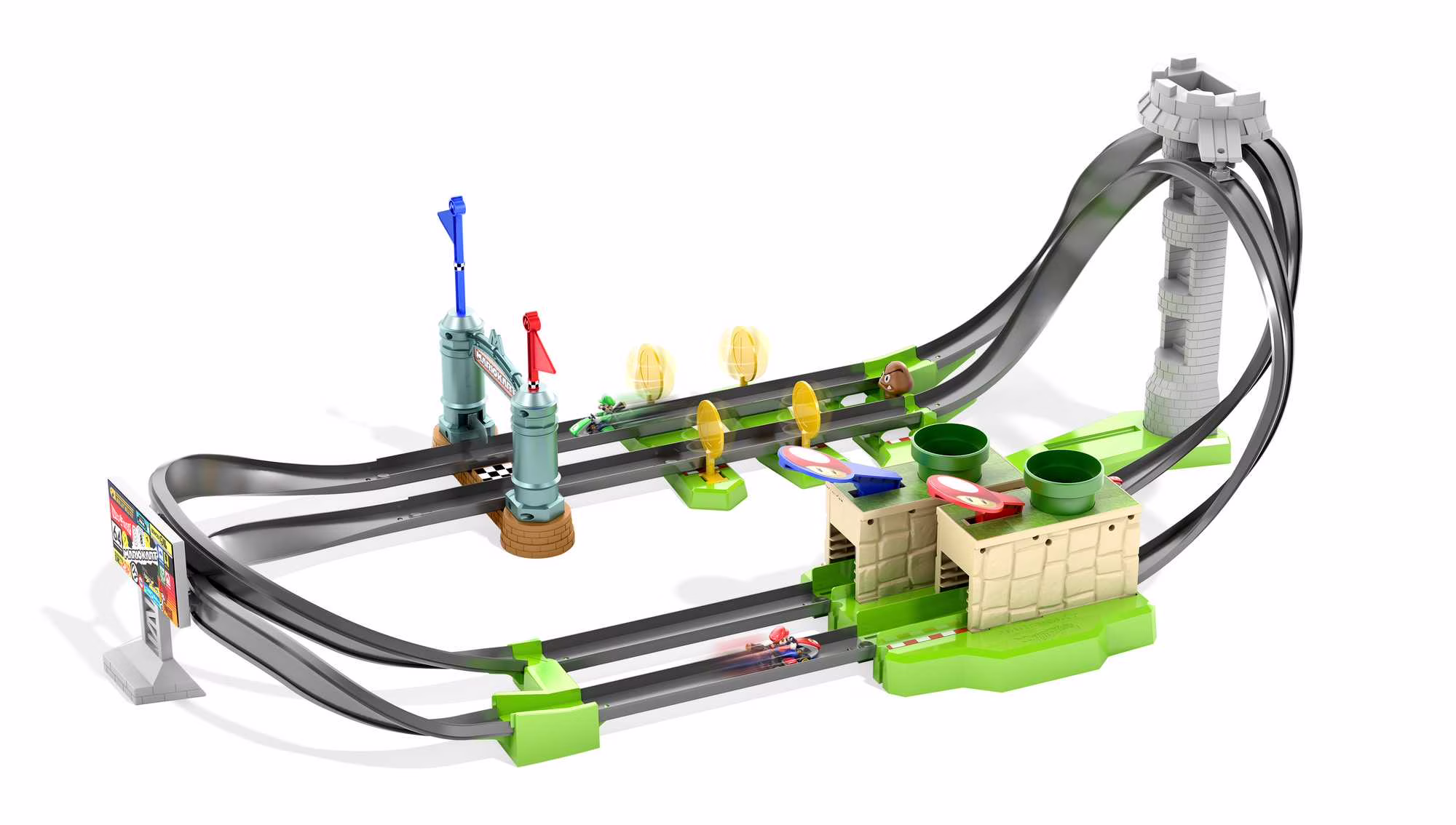 Mario Kart Circuit Lite Track Set with 1:64 Scale Toy Die-Cast Kart Vehicle Launcher(Multicolor)