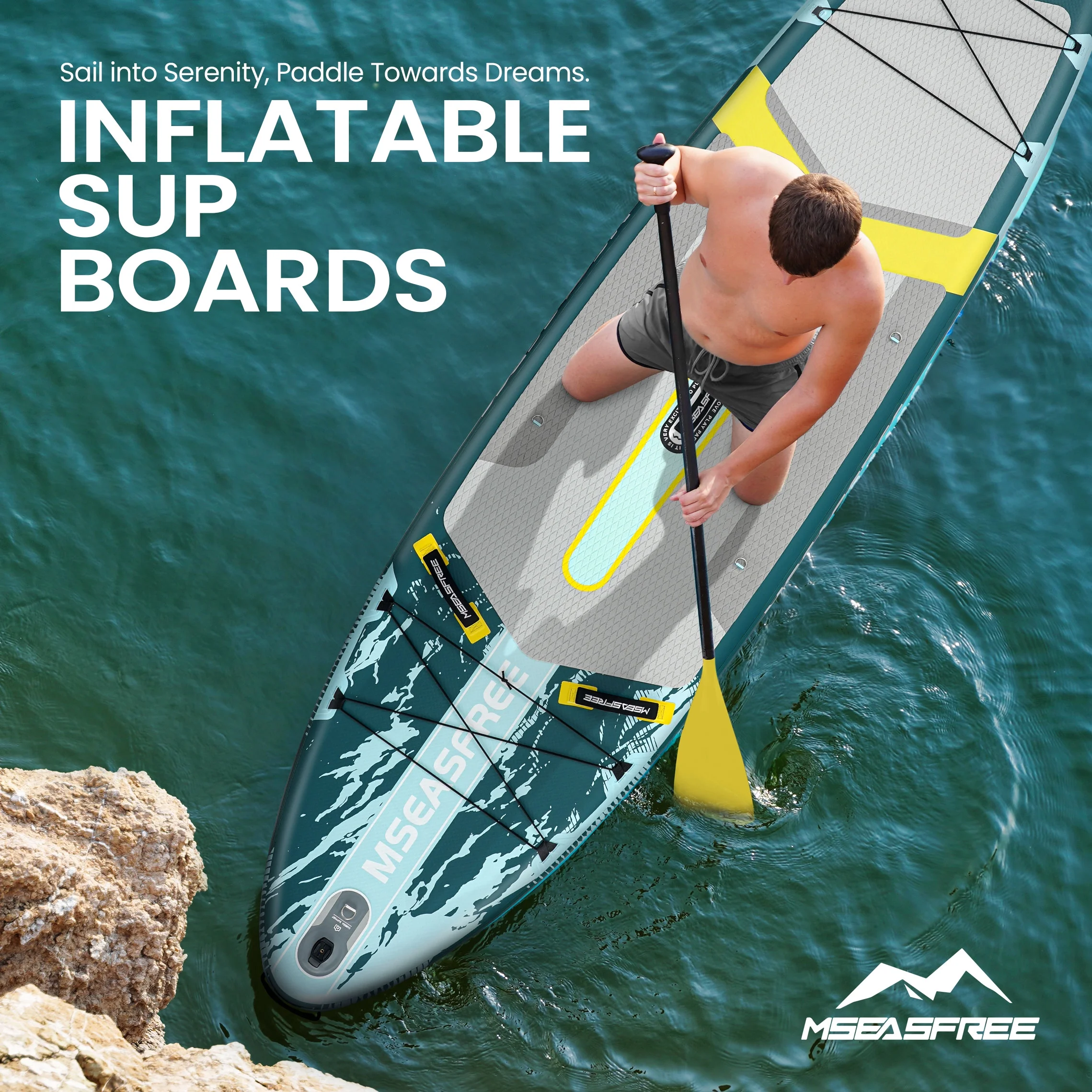 11.5 ft Inflatable Paddle Board All-Purpose Fishing Stand up Paddle Board with Full SUP Accessories(Without Seat/Green) - Image 2