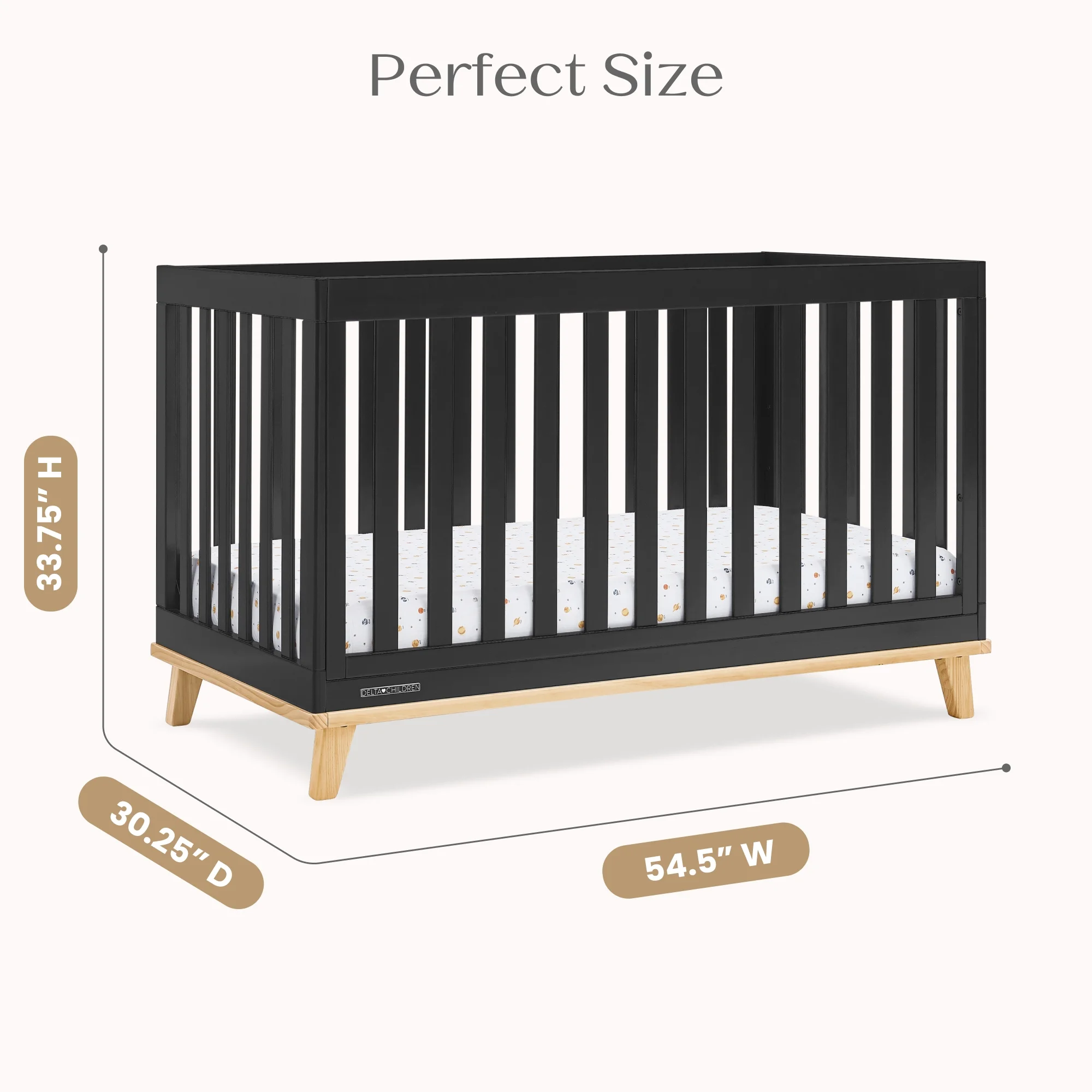 Frankie 4-in-1 Convertible Crib Greenguard Gold Certified, Black with Natural(Black with Natural) - Image 10