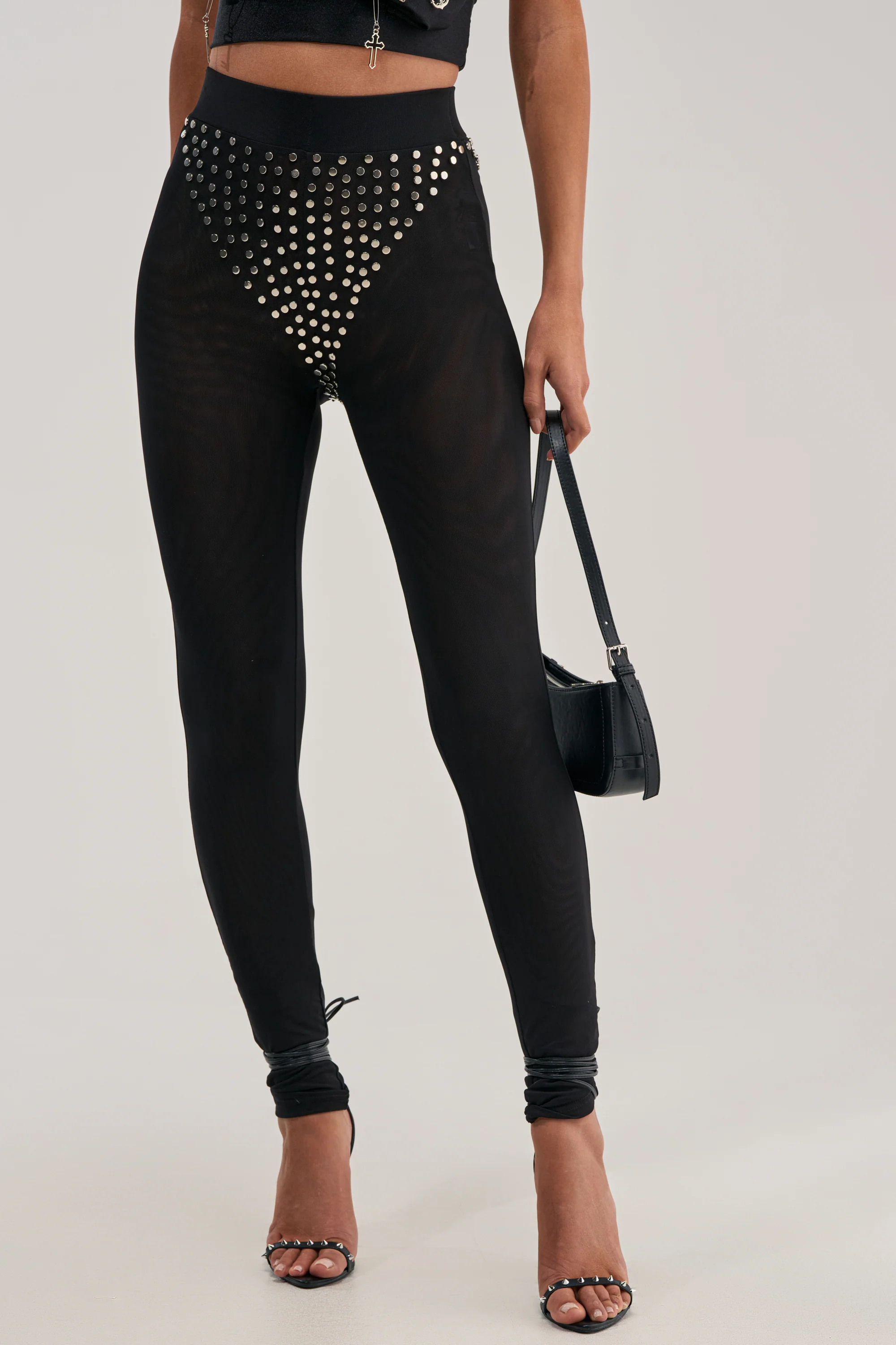 COOLEST GIRL ON THE BLOCK MESH LEGGING WITH STUDS - Akira Store