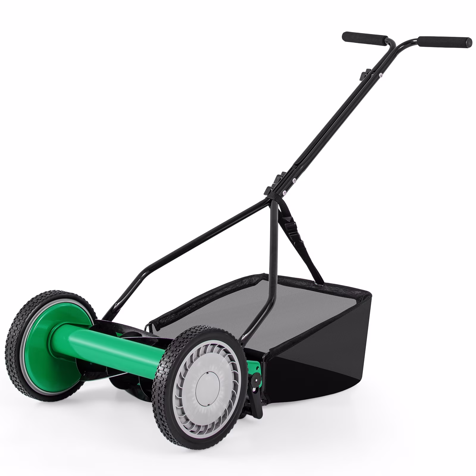 Gymax 14'' Manual Reel Mower w/ 5-Blade 6.6 Gallon Removable Grass Catcher for Garden Green