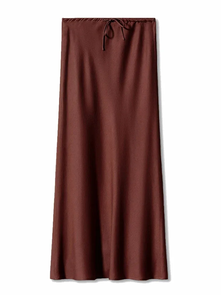 Sophie Paris I Jupe longue en satin taille haute