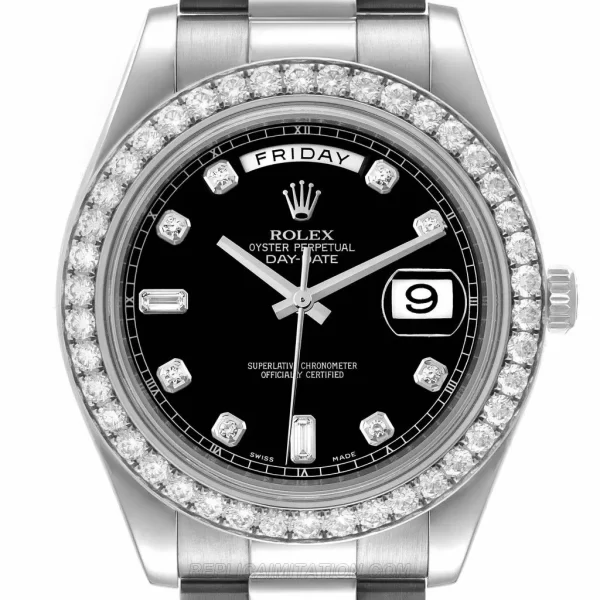 Replica Rolex President Day-Date II White Gold Diamond Watches psp32145