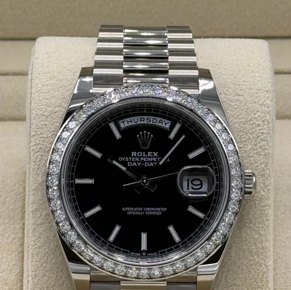 【Super Clone】RLX  Day-Date 40mm 228349RBR-0002 Bright Black Dial President Bracelet