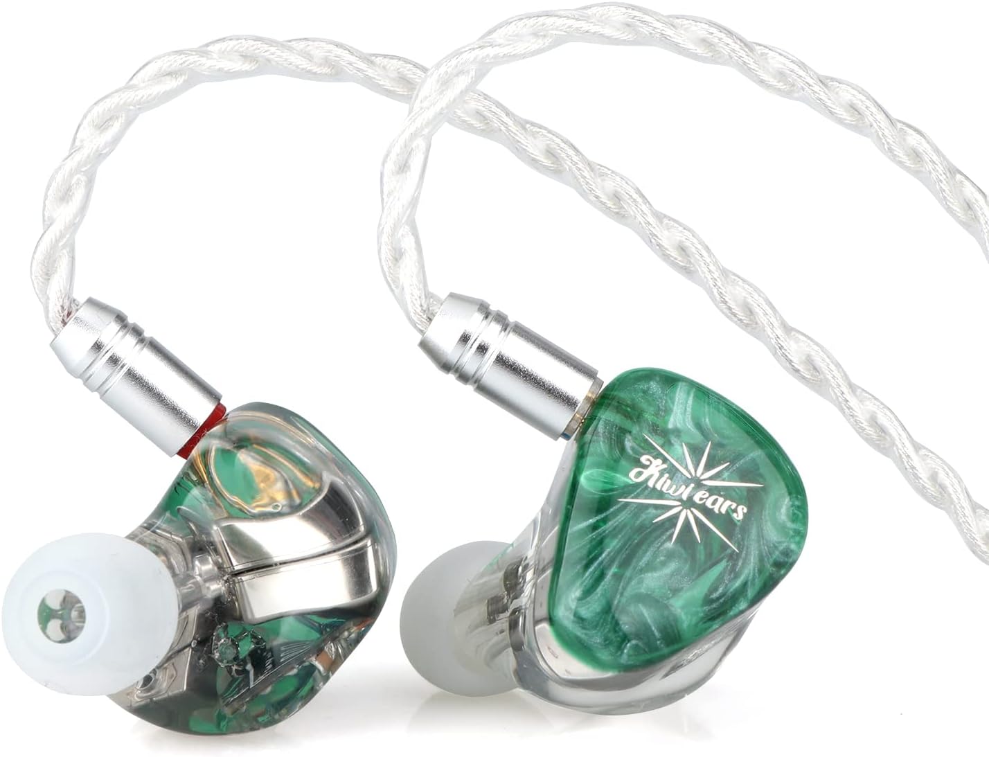 Linsoul Kiwi Ears Orchestra Lite Performance Custom 8BA in-Ear Monitor IEM with Detachable 4-core 7N Oxygen-Free Copper OFC Cable  Handcrafts Faceplate for Audiophile Studio Musician (Green)