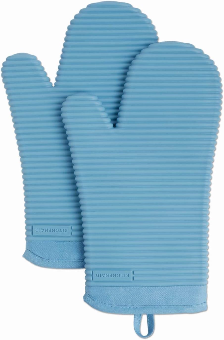 KITCHENAID Ribbed Soft Silicone Oven Mitt 2-Pack Set, 7.5