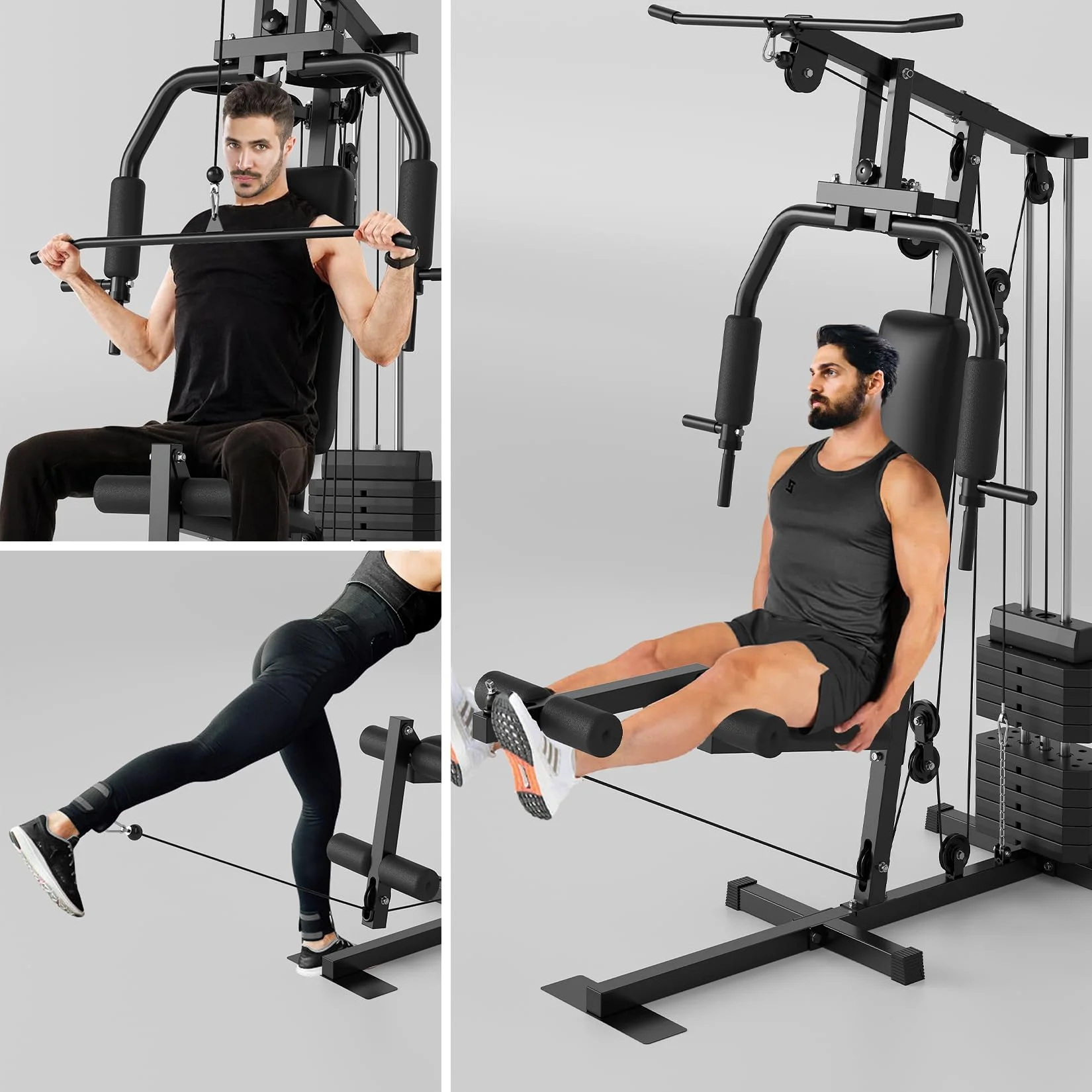 Gym Machine System, Multifunctional Weight Machine, Full Body Workout Station Exercise Equipment with 100LBS Weight Stack, All in One Home Gym with Pulley System for Strength Training - Image 4
