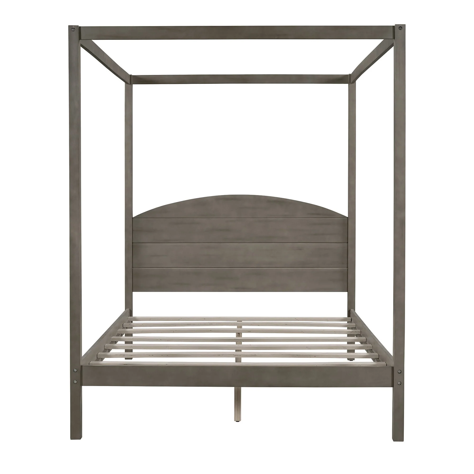 EUROCO Wood Full Size Canopy Bed, Solid Wood Platform Bed with Headboard for Kids Bedroom, Brown