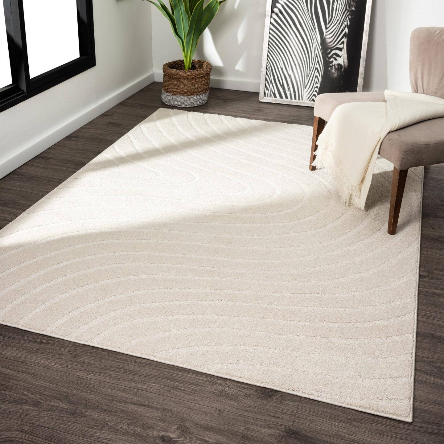 Luxe Weavers Modern Geometric Wave Cream 2x3 Area Rug