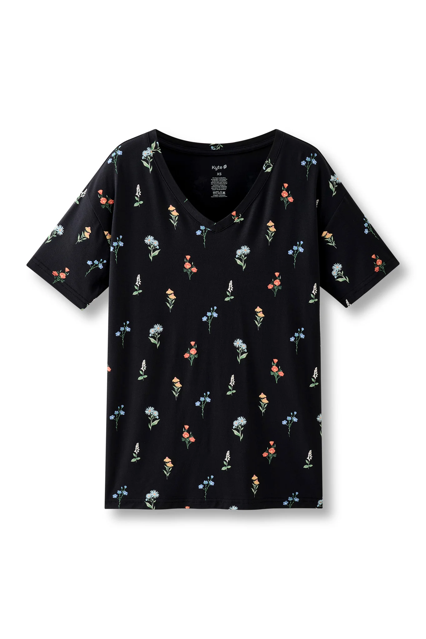 Women's Oversized V-Neck Tee in Midnight Wildflower