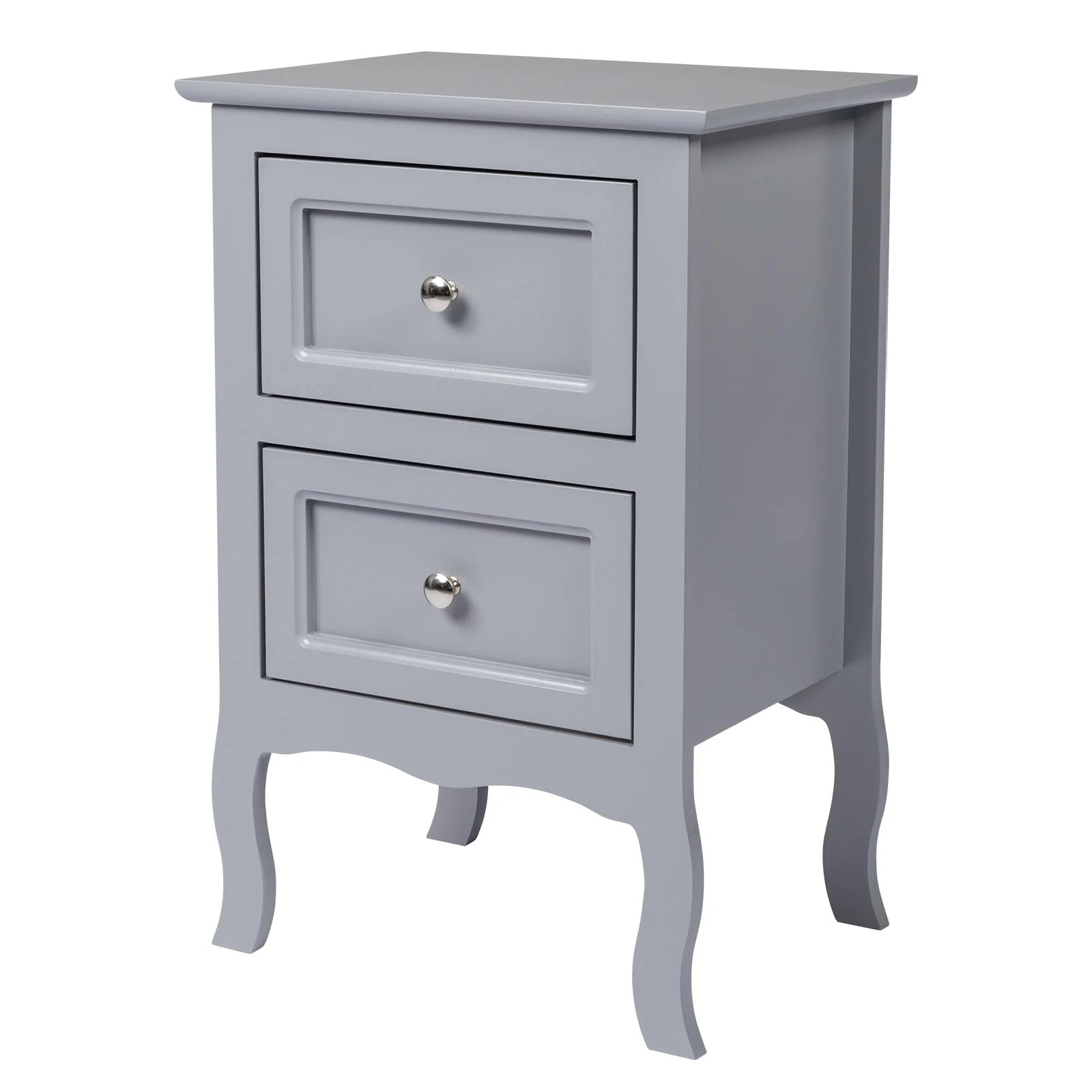 Nightstand, Bedside Table with 2 Storage Drawers, End Side for Bedroom, Country Style Set of 2,Gray(Brown) - Image 5