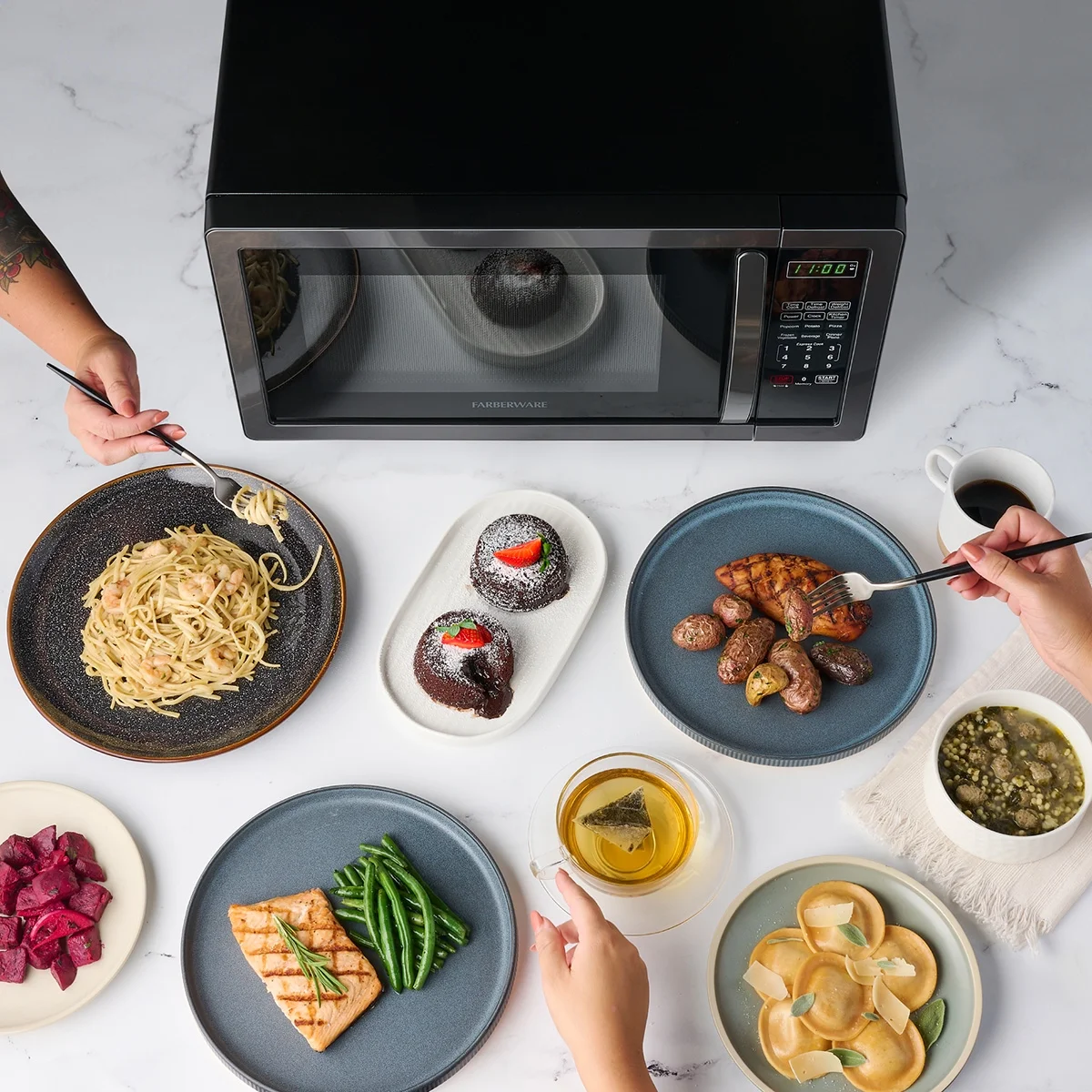 Stainless Steel Countertop Microwave Oven with Child Lock, 1.1 Cu Ft Black Stainless(Black Stainless) - Image 9