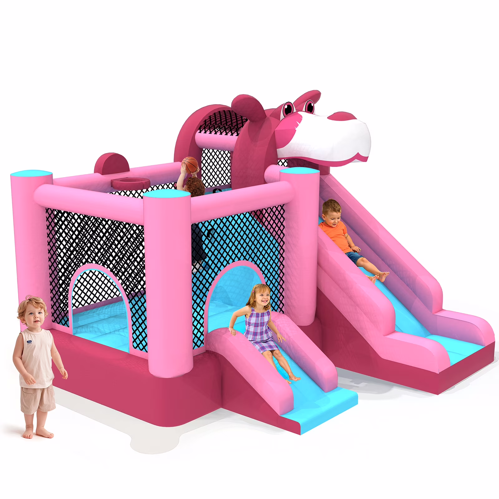 114''x 114'' x 92 5'' Inflatable Bounce Houses for Kids 3 10 with Blower Double Slide and Ball Pit/Indoor Bouncy House, PVC, Child, Teen, Toddler��Blue(Blue) Image 3
