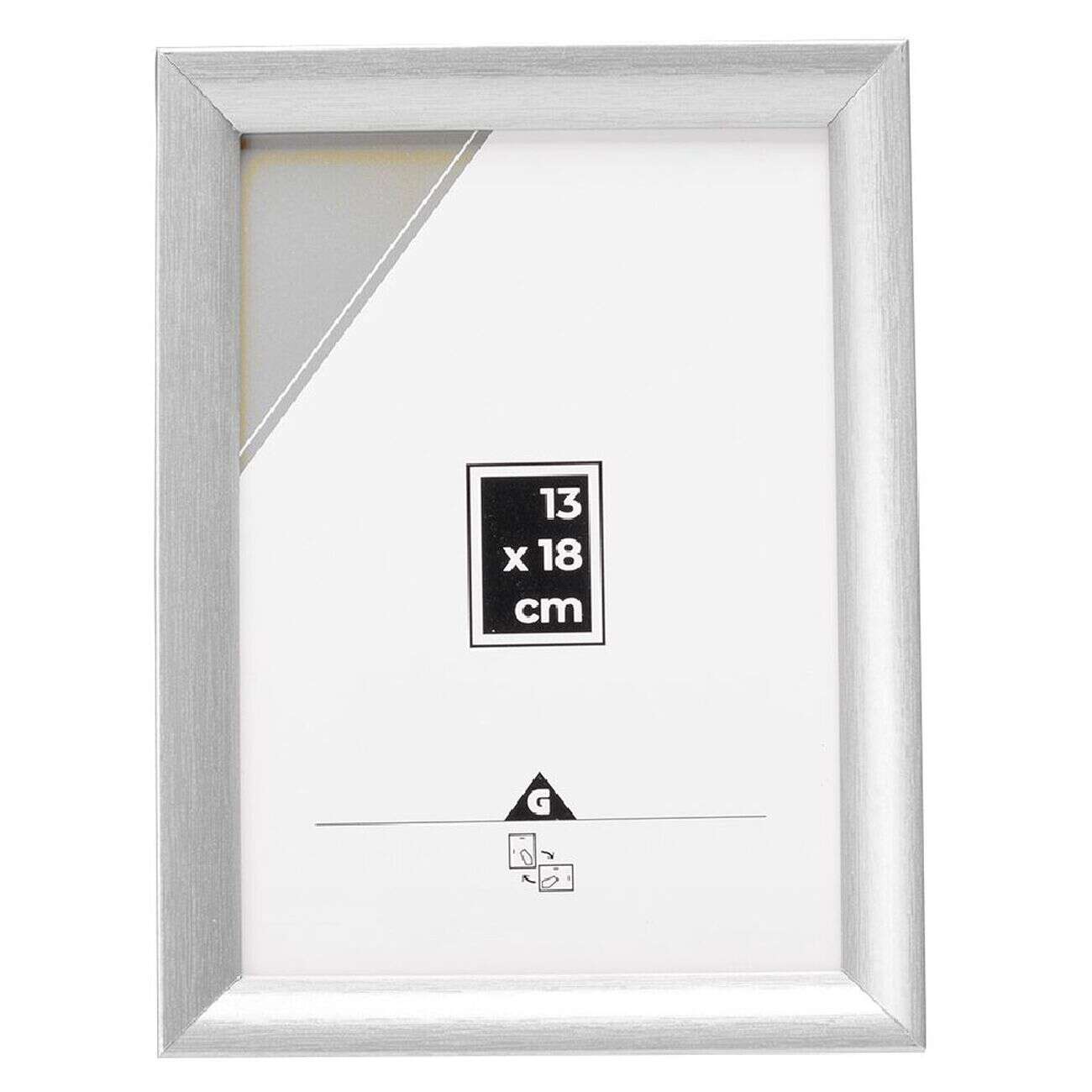 Cadre photo plastique argenté 16x21cm pour photo 13x18cm