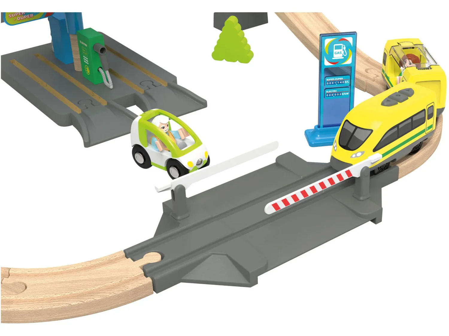 Playtive Set de chemin de fer et station-service en bois