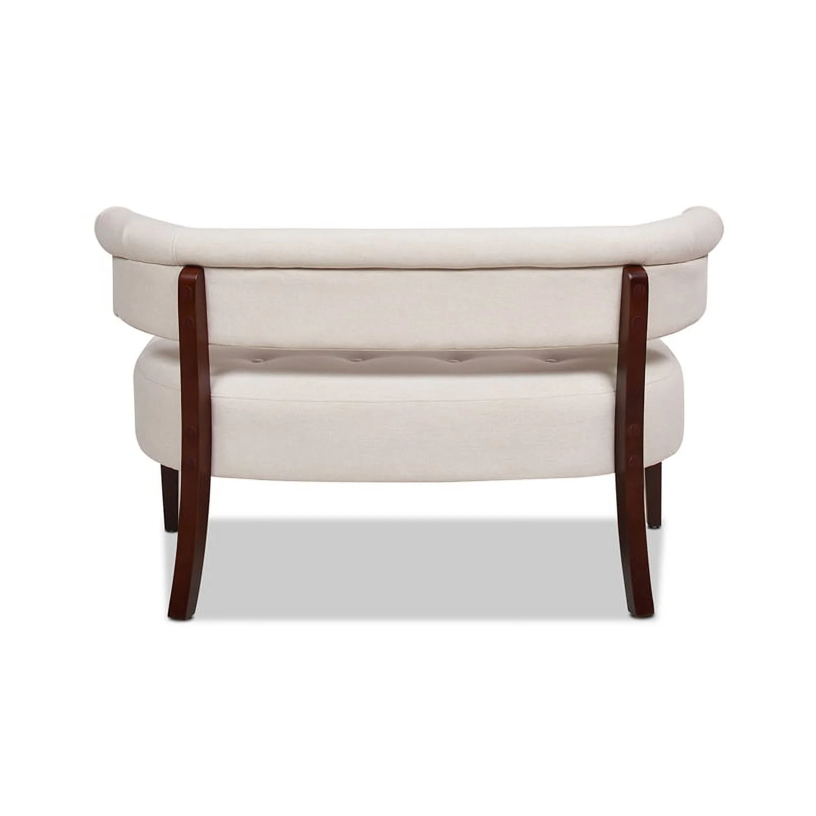 Jared Roll Arm Tufted Polyester Fabric Bench, Sky Neutral Beige(Cream) - Image 8