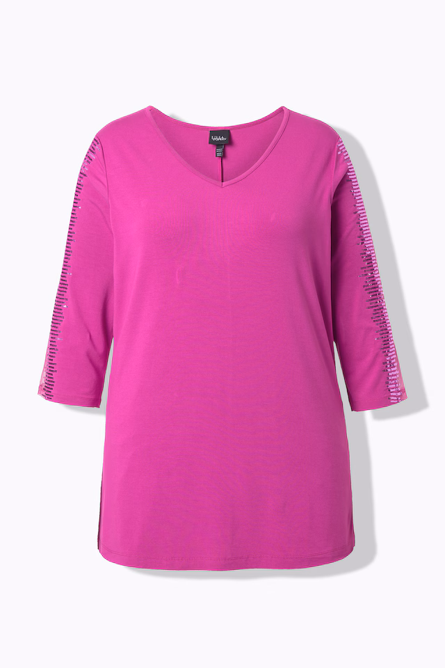 Sequined Mesh Sleeve Blouse