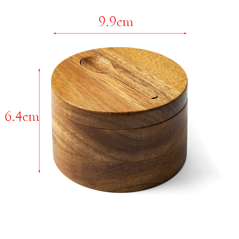 Acacia Salt Box Divided with Magnetic Swivel - 2-Compartment Wooden Spice Cellar