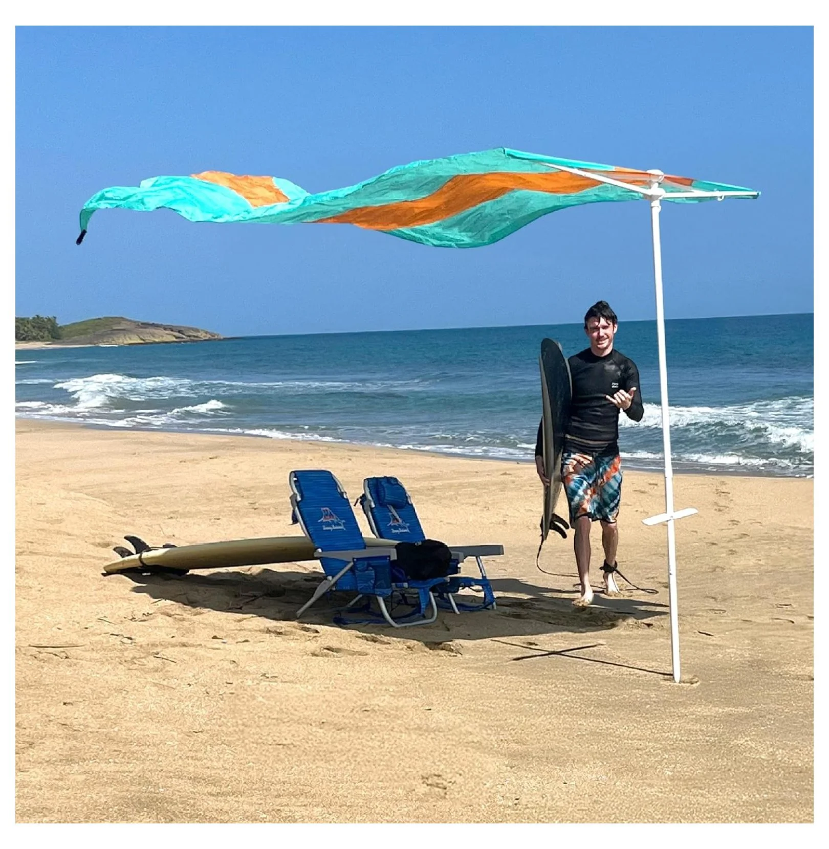 Beach Tent Wind Sun Canopy Portable Easy Set Up UPF 50+ No Assembly Requires 3-30 MPH 1 to 4 People 8 Foot X 8 Foot Fabric Top - Image 7