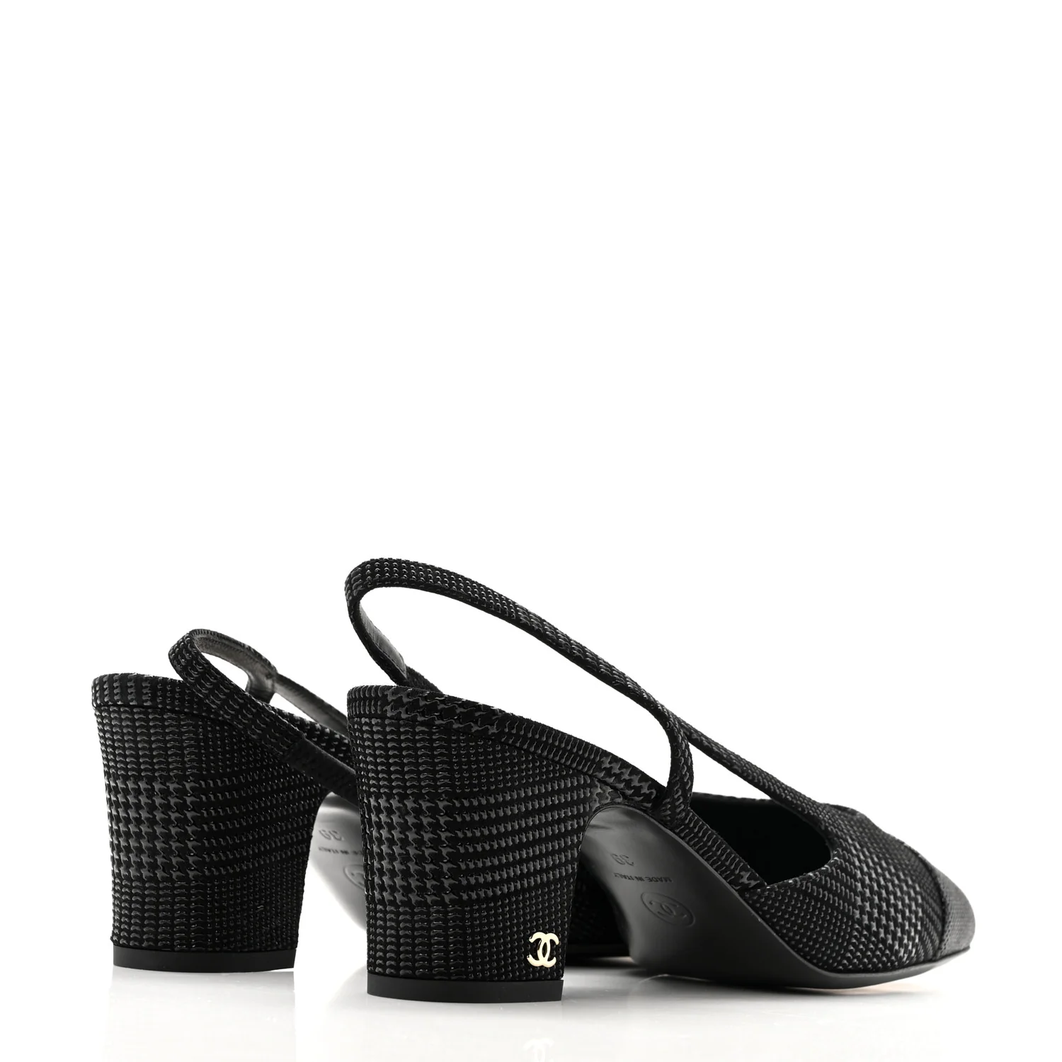Suede Kidskin Cap Toe CC Slingback Pumps 39 Black