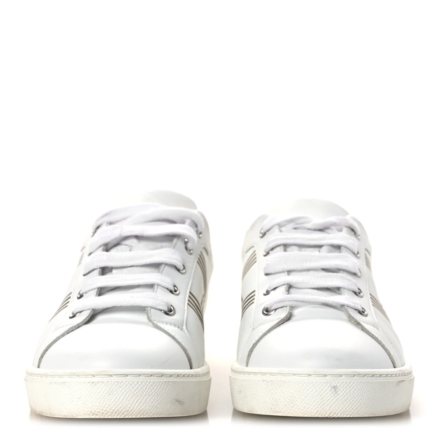 Metallic Calfskin Womens Advantage Sneakers 39.5 White Dore