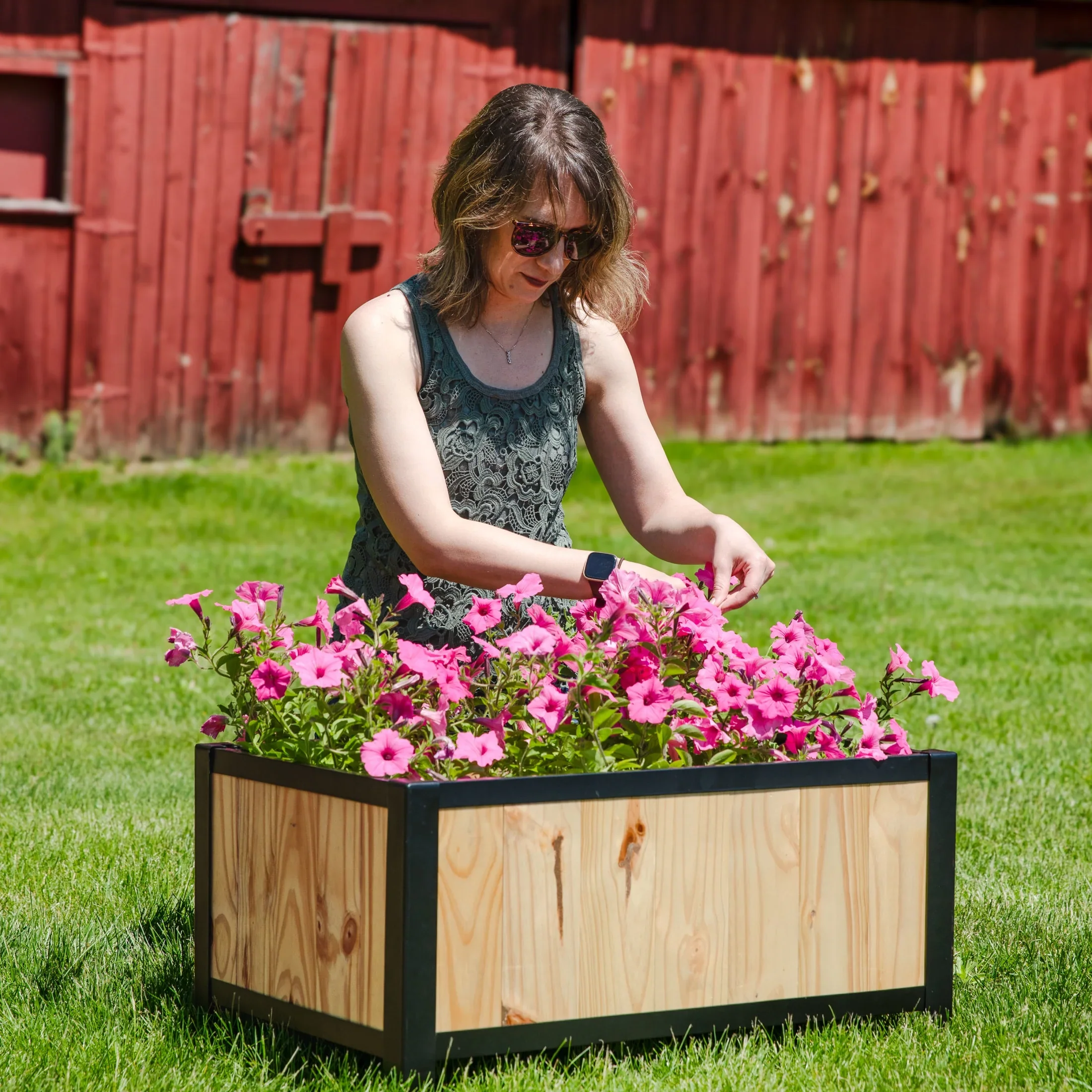 Sunnydaze 37 x 13 x 10.5 Natural Acacia Wood Rectangular Raised Garden Bed Planter Box