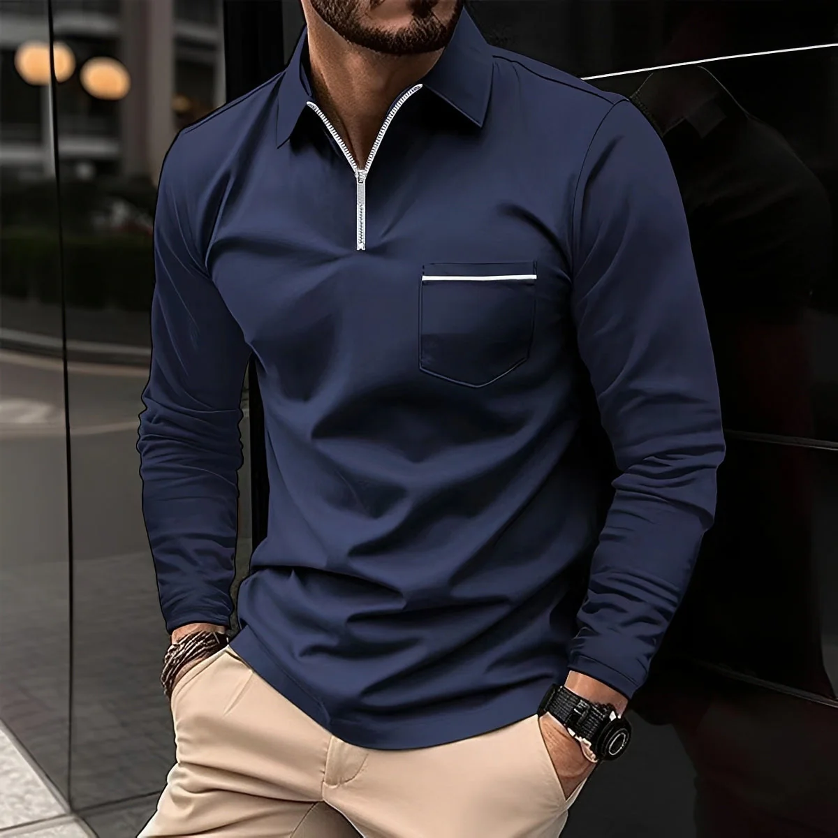 Jackson - Polo à Manches Longues Homme - pour Tenue Décontractée