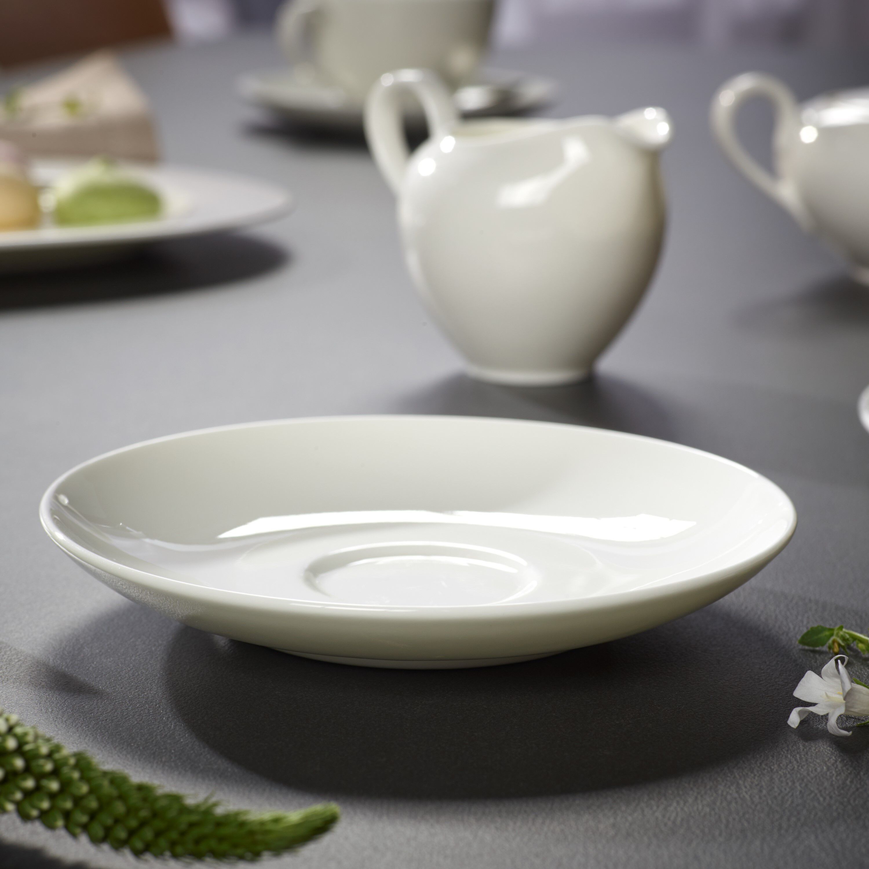 Anmut Coffee cup saucer - White, 6'', Premium Bone Porcelain