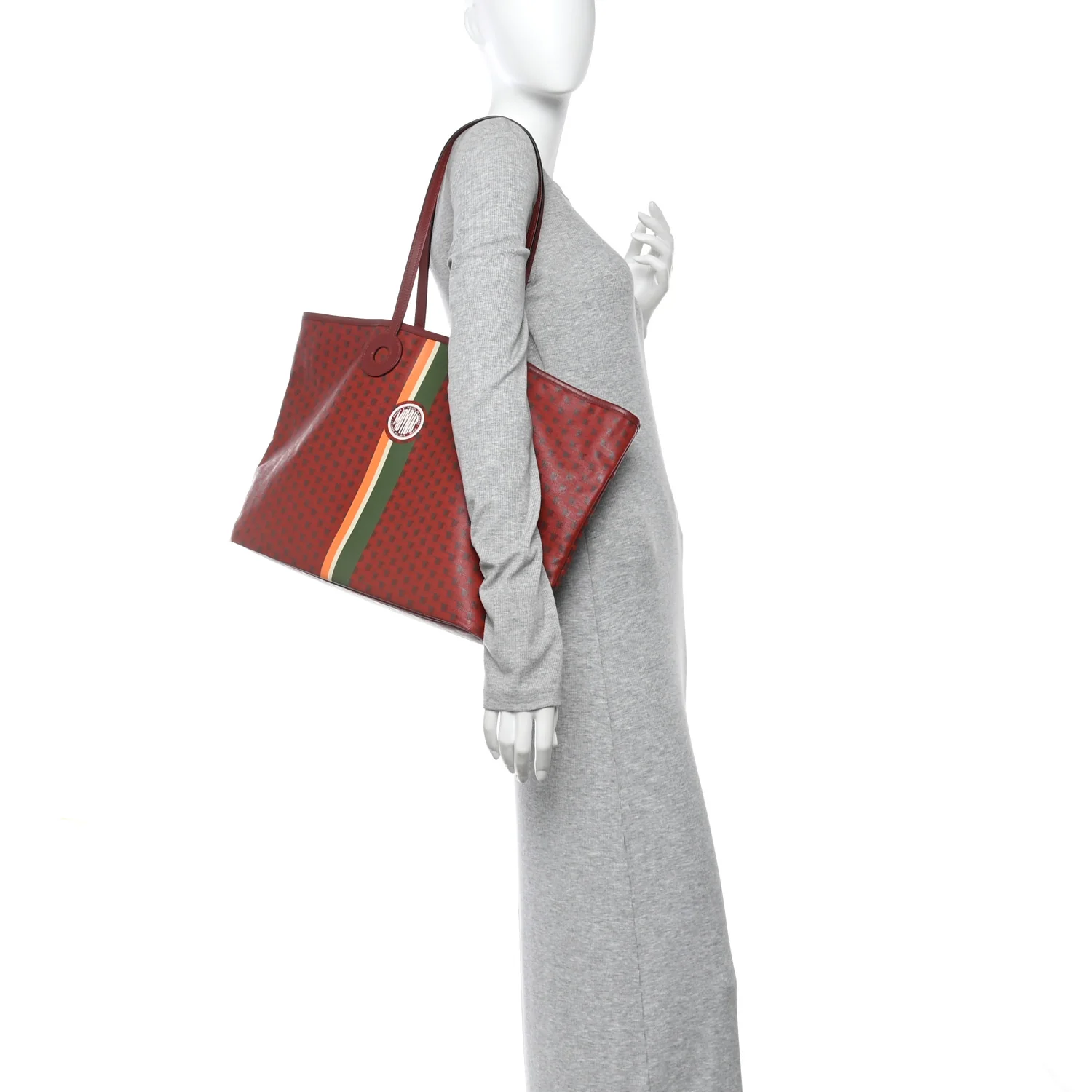 Grained Calfskin Canvas 1920 Oh! Tote Ruban GM Madder Bronze