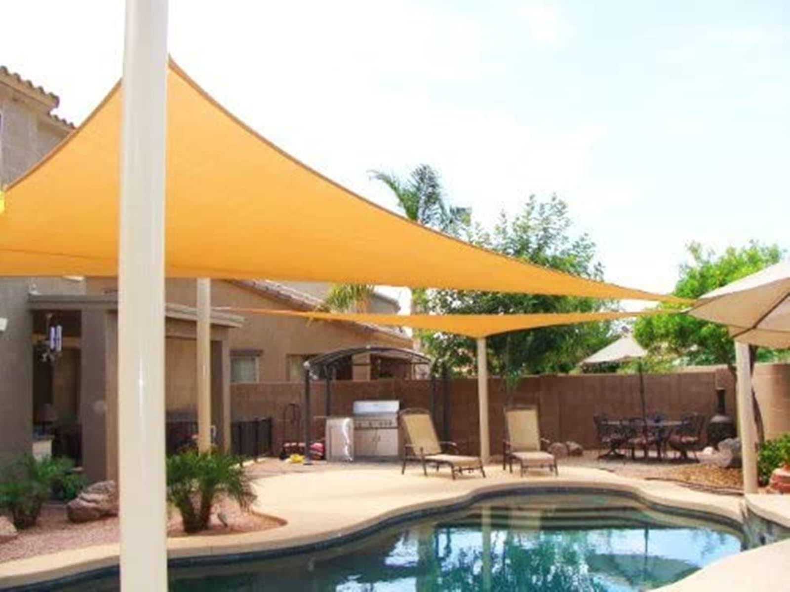 Mtn Shadesmith Big 20'x20'x20' Oversized Triangle Garden Patio Sun Sail Shade 20 ft , Color Desert Sand