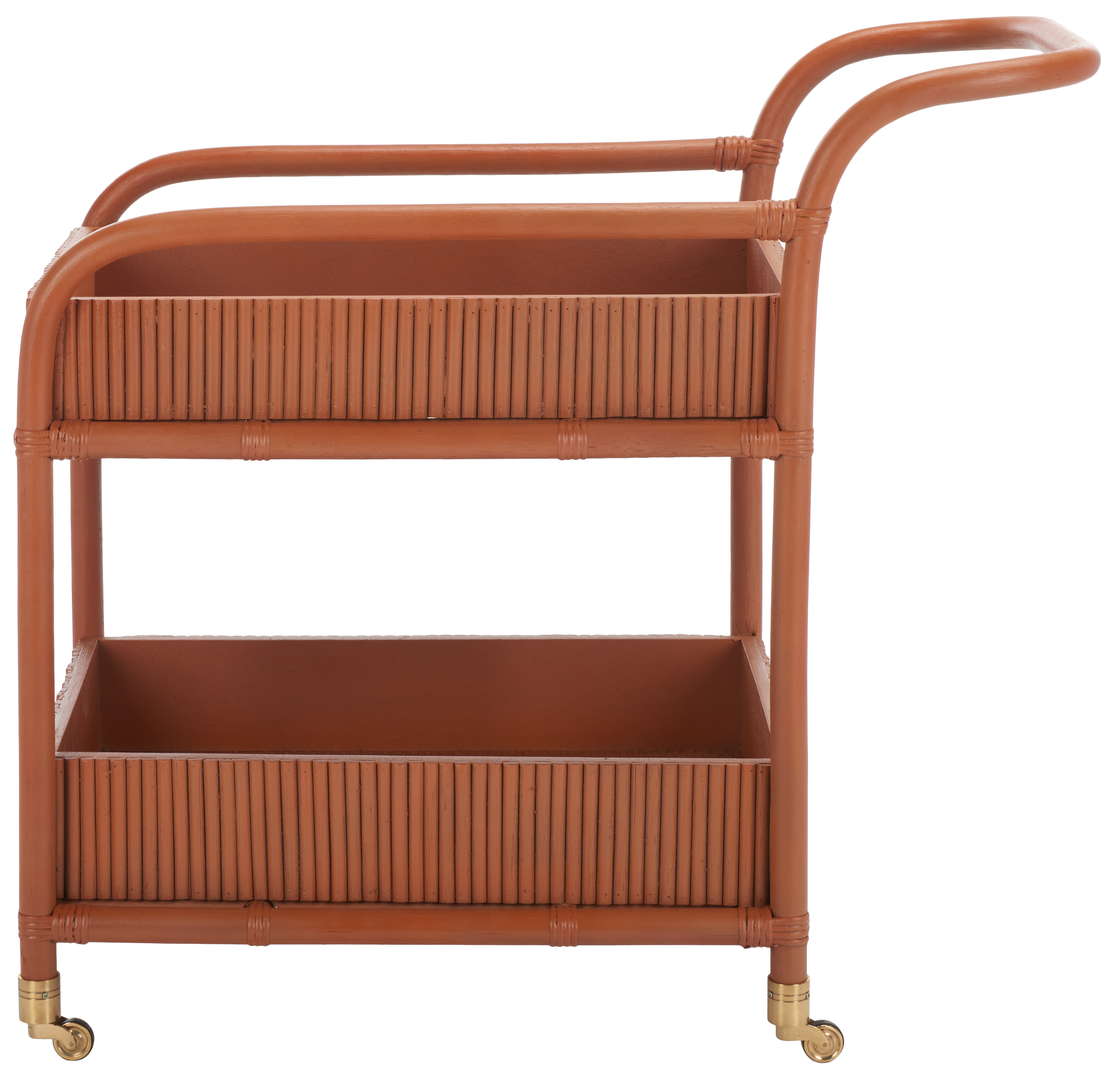 SAFAVIEH Couture Barnette Modern 2 - Tier Wheeled Rattan Pole Bar Cart, Amber