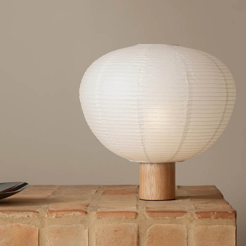 Kami bordlampe 46 cm rispapir/eik
