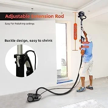 Drywall Sander,750W Electric Drywall Sander 7 Variable Speed 900-1800 RPM Sander with LED Light,Extendable Handle,Dust Hose,14 Pcs Sanding discs,Storage Bag(750w Drywall Sander/Grey) - Image 4