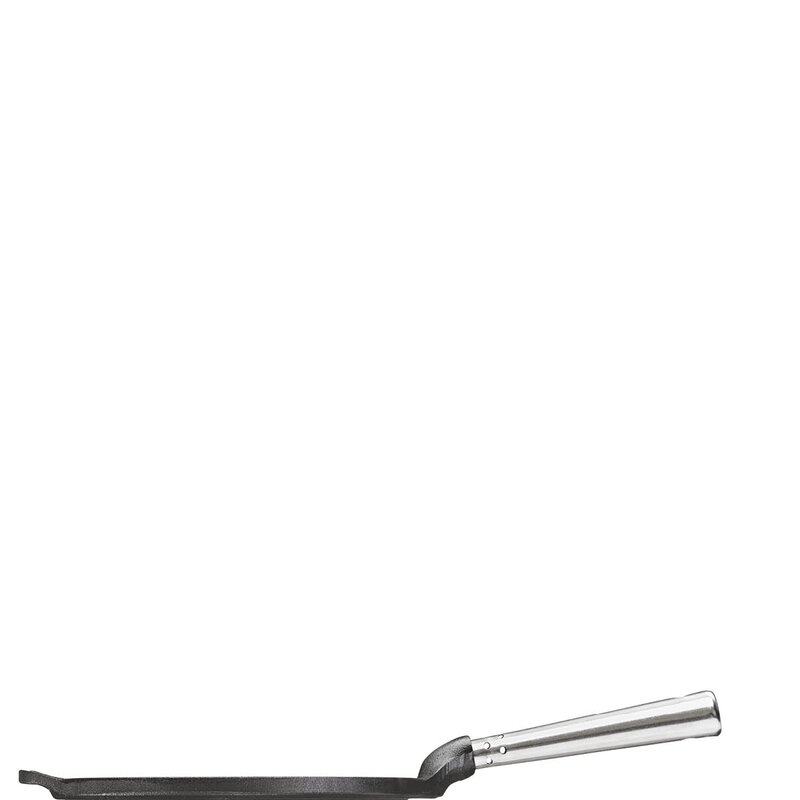 Professional hjerteformet lappepanne med stål håndtak 23 cm støpejern