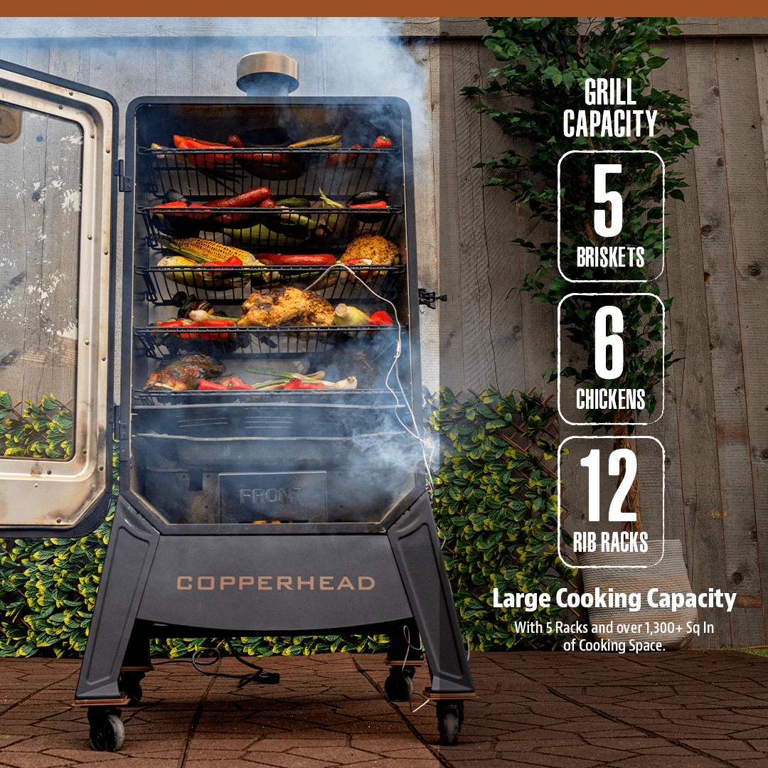 Copperhead 1300 Sq in Vertical Wood Pellet Smoker Onyx Edition - Image 3