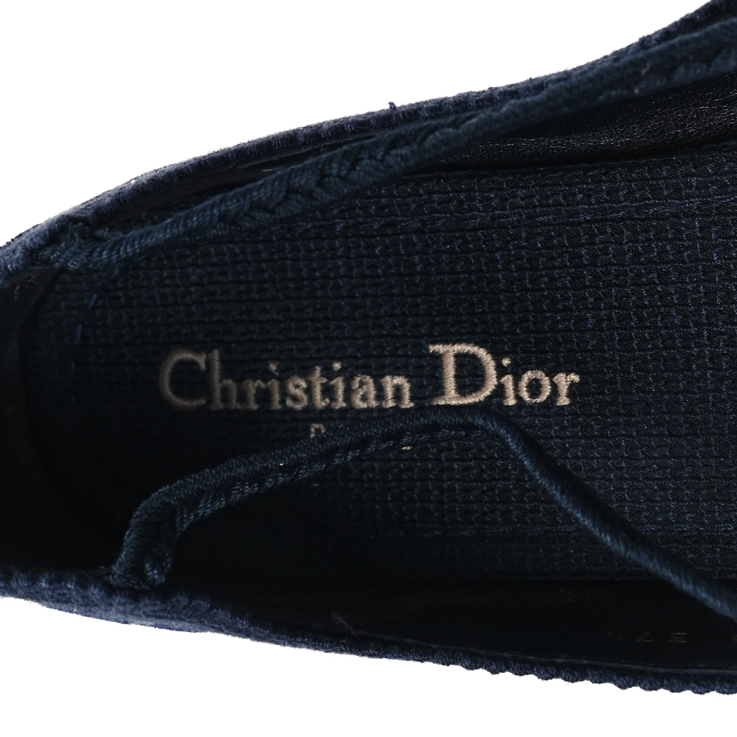Velvet Oblique Poeme Laced Ballerina Flats 37.5 Deep Blue