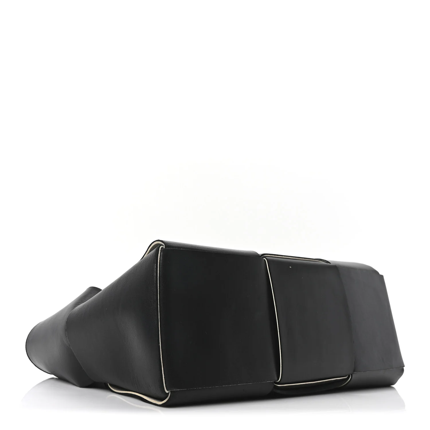 Nappa Maxi Intrecciato Medium Arco Tote Black White