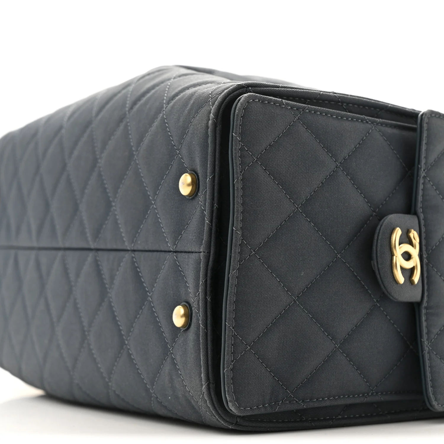 Canvas Quilted Medium Chanel 25 Handbag Dark Blue