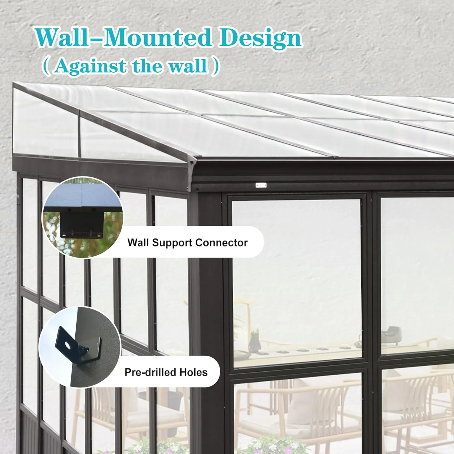 Domi Outdoor Living 10' x 12' Hardtop Lean-to Gazebo, Wall-Mounted with Galvanized Steel Roof Wall Pergola with Aluminum Frame, Curtains and Netting, for Patio, Deck, Garden, Backyard