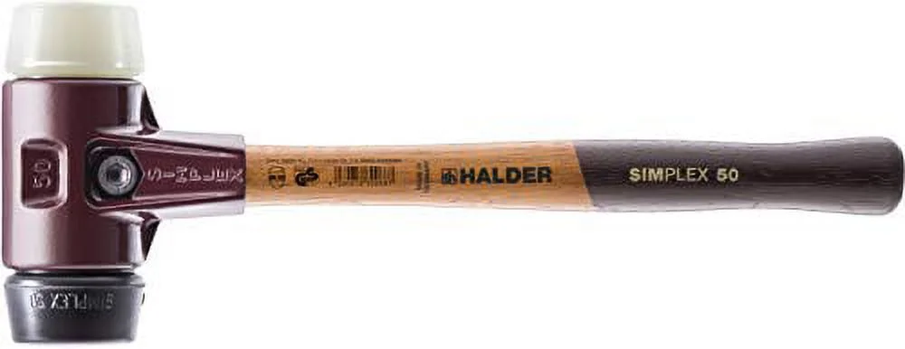 Halder Simplex Mallet with Black Rubber/Nylon Inserts and Cast Iron Housing, 2.36 / 53.62 oz.