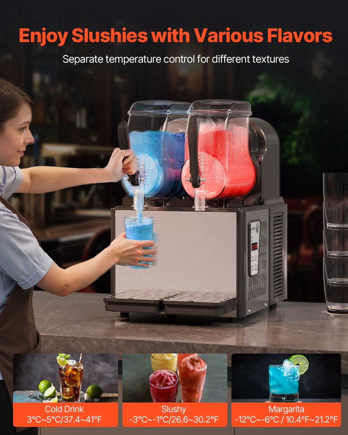 Commercial Slushy Machine, 4L*2 Tank Slushie Machine, Frozen Drink Machine with Temperature Preservation, Slushy Maker Machine - Image 3