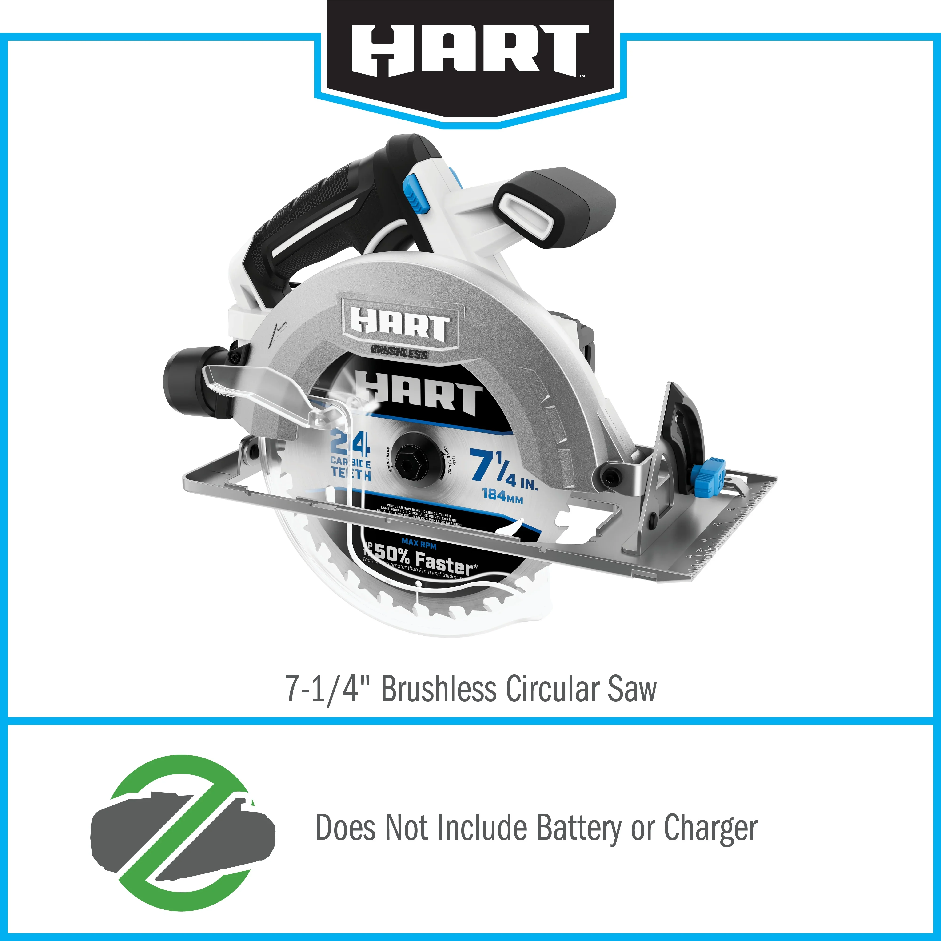 HART 20-Volt 7-1/4-inch Brushless Circular Saw (Battery Not Included)