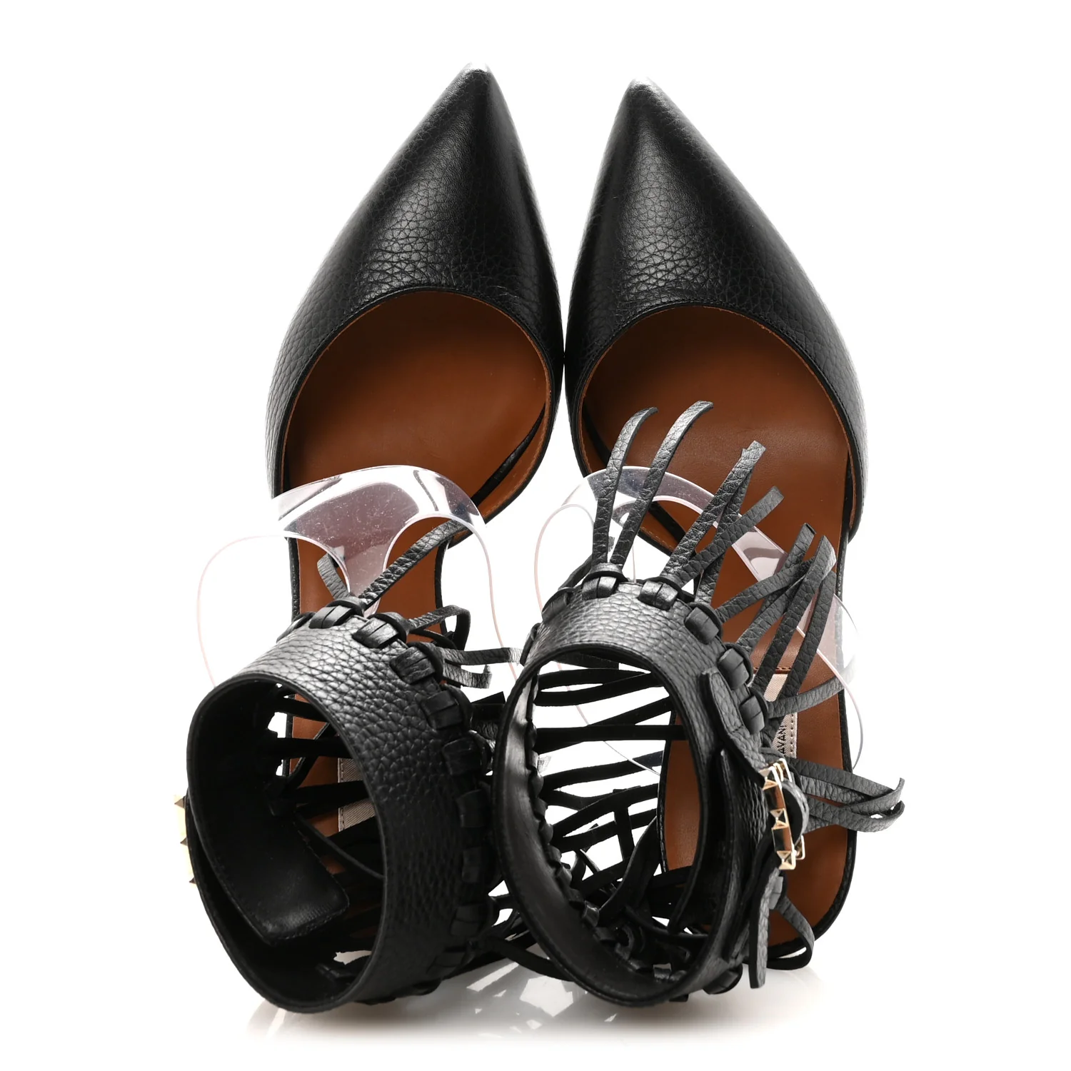 Calfskin C Rockee Fringe Pumps 38.5 Black