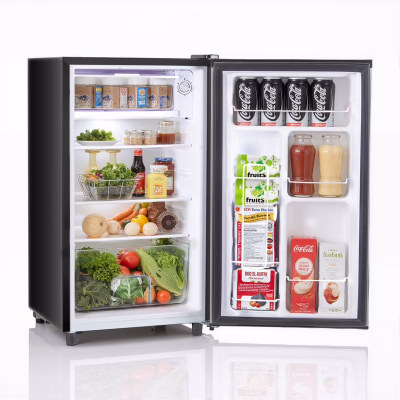 3.2 Cu.Ft Mini Fridge with Freezer, Compact Single Door, Adjustable Thermostat Low Noise, Perfect for Bedroom, Dorm, Office, Black(Black)