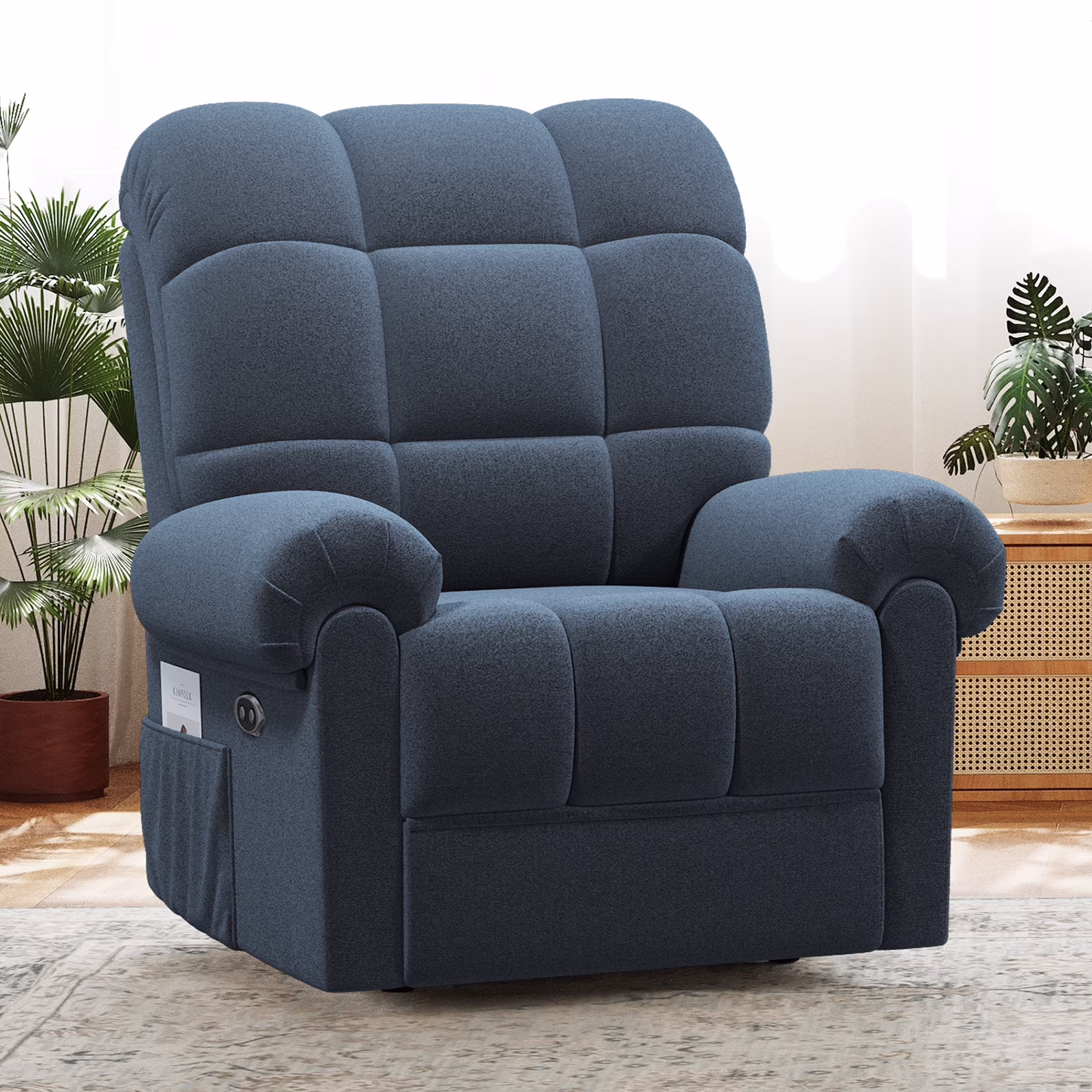 Power Recliner Chair,Electric Recline Sofa Chair for Adults with USB Port,Comfy Teddy Fleece Adjustable Cloud Sofa,Tool-Free Setup,Beige White(Off White) - Image 3