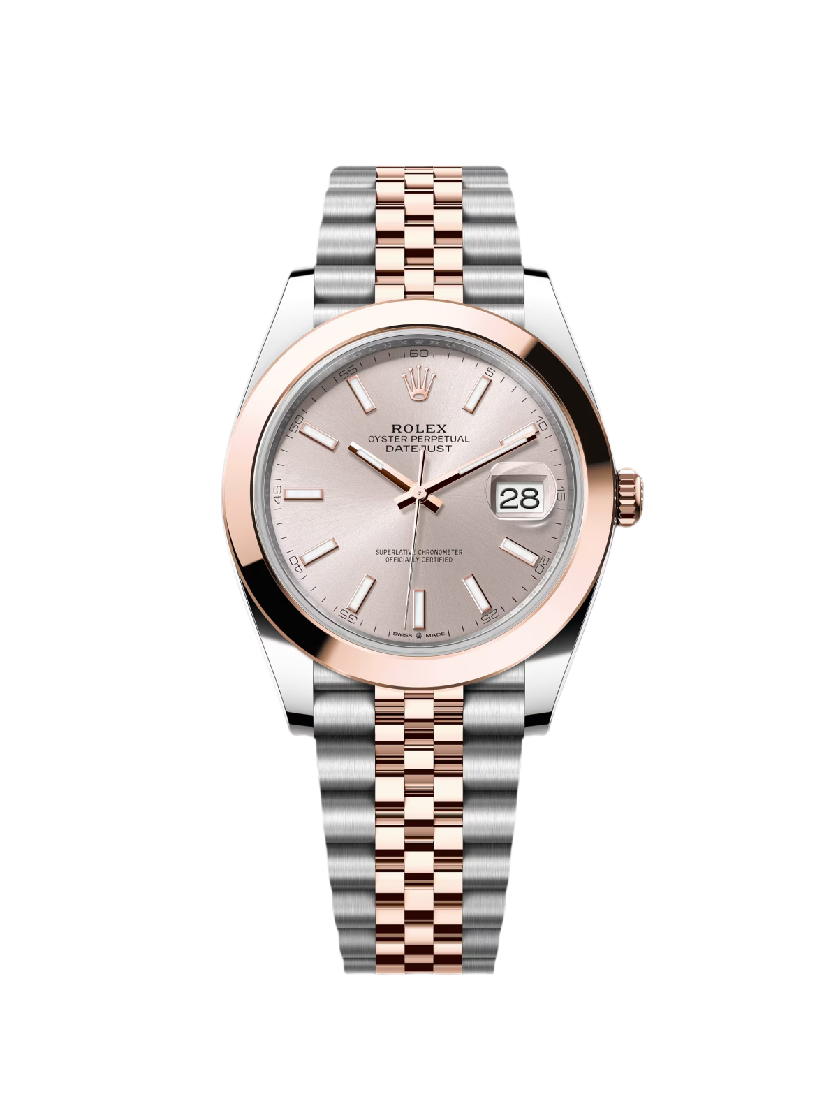 【Super Clone】RLX Datejust 41mm 126301 Sundust Index Oyster Steel and Everose Gold Watch