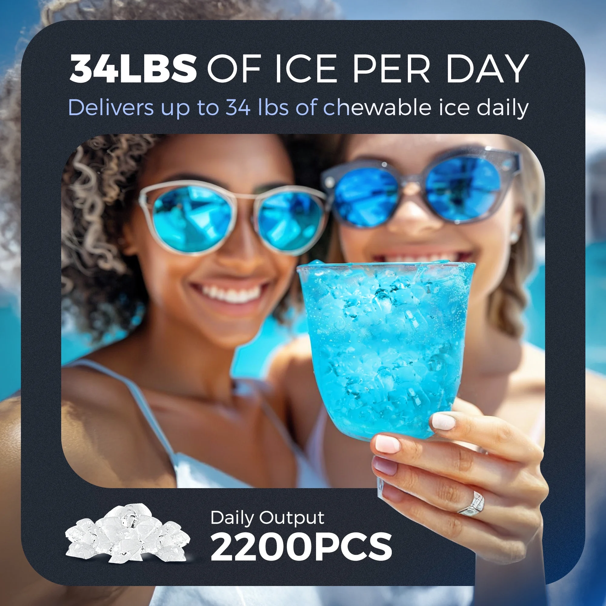 Nugget Ice Maker Countertop, 34 9lbs per Day Chewable Pebble Nugget Ice Machine with Touch Screen for Home, Kitchen, Office, Stainless Steel, Black(Black) Image 5